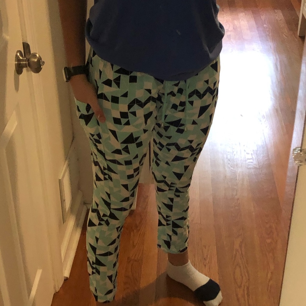 Coral green and black pants